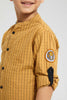 Redtag-Yellow-Long-Sleeve--Check-Mandarin-Shirt-Casual-Shirts-Boys-2 to 8 Years