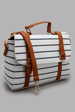 Load image into Gallery viewer, Redtag-White-And-Navy-Nautical-Stripes-Satchel-Bag-Cross-Body-Bags-Women-
