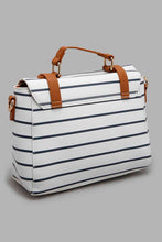 Load image into Gallery viewer, Redtag-White-And-Navy-Nautical-Stripes-Satchel-Bag-Cross-Body-Bags-Women-
