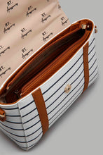 Load image into Gallery viewer, Redtag-White-And-Navy-Nautical-Stripes-Satchel-Bag-Cross-Body-Bags-Women-
