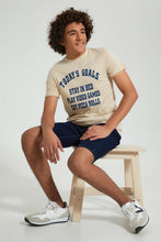 تنزيل الصورة على معرض الصور، Redtag-Beige-Goals-Tee-All-Over-Prints-Senior-Boys-9 to 14 Years

