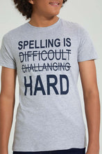 Load image into Gallery viewer, Redtag-Grey-Spelling-Tee-All-Over-Prints-Senior-Boys-9 to 14 Years

