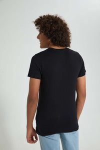 Redtag-Black-Gorilla-Tee-All-Over-Prints-Senior-Boys-9 to 14 Years