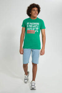 Redtag-Green-Password-Tee-All-Over-Prints-Senior-Boys-9 to 14 Years