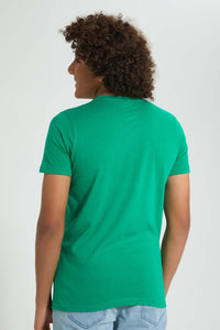 Redtag-Green-Password-Tee-All-Over-Prints-Senior-Boys-9 to 14 Years