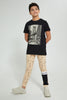 Redtag-Black-Brooklyn-Bridge-T-Shirt-Graphic-Prints-Senior-Boys-9 to 14 Years