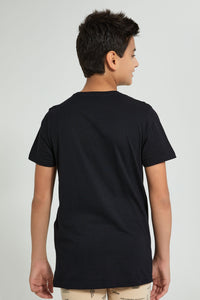 Redtag-Black-Brooklyn-Bridge-T-Shirt-Graphic-Prints-Senior-Boys-9 to 14 Years