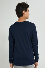 Load image into Gallery viewer, Redtag-Navy-Skate-Or-Dive-T-Shirt-Long-Sleeves-Senior-Boys-9 to 14 Years
