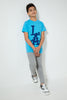 Redtag-Blue-La-T-Shirt-Graphic-Prints-Senior-Boys-9 to 14 Years