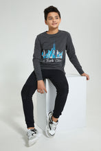 Load image into Gallery viewer, Redtag-Charcoal-New-York-T-Shirt-Long-Sleeves-Senior-Boys-9 to 14 Years
