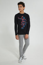 Load image into Gallery viewer, Redtag-Black-Astronaut-Skate-T-Shirt-Long-Sleeves-Senior-Boys-9 to 14 Years
