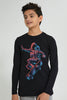 Redtag-Black-Astronaut-Skate-T-Shirt-Long-Sleeves-Senior-Boys-9 to 14 Years