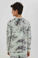 تنزيل الصورة على معرض الصور، Redtag-Black-Marble-Sweat-Tee-All-Over-Prints-Senior-Boys-9 to 14 Years
