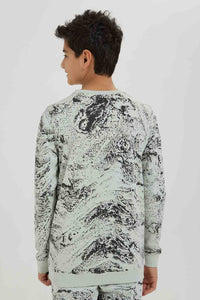 Redtag-Black-Marble-Sweat-Tee-All-Over-Prints-Senior-Boys-9 to 14 Years