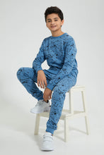 تنزيل الصورة على معرض الصور، Redtag-Blue-Splatter-Sweat-Tee-All-Over-Prints-Senior-Boys-9 to 14 Years
