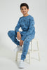 Redtag-Blue-Splatter-Sweat-Tee-All-Over-Prints-Senior-Boys-9 to 14 Years