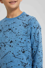 تنزيل الصورة على معرض الصور، Redtag-Blue-Splatter-Sweat-Tee-All-Over-Prints-Senior-Boys-9 to 14 Years
