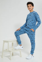 تنزيل الصورة على معرض الصور، Redtag-Blue-Splatter-Active-Pant-Joggers-Senior-Boys-9 to 14 Years
