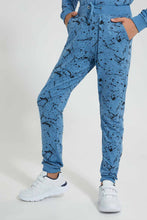 تنزيل الصورة على معرض الصور، Redtag-Blue-Splatter-Active-Pant-Joggers-Senior-Boys-9 to 14 Years
