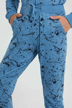 تنزيل الصورة على معرض الصور، Redtag-Blue-Splatter-Active-Pant-Joggers-Senior-Boys-9 to 14 Years
