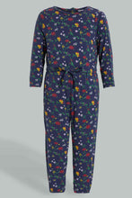 Load image into Gallery viewer, Redtag-Navy-Multi-Colour-Printed-Knitted-Jumpsuit-Colour:Navy,-Filter:Infant-Girls-(3-to-24-Mths),-Infant-Girls-Jumpsuits,-New-In,-New-In-ING,-Non-Sale,-S22B,-Section:Kidswear-Infant-Girls-3 to 24 Months
