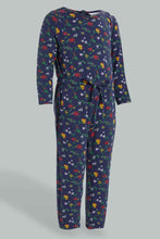 Load image into Gallery viewer, Redtag-Navy-Multi-Colour-Printed-Knitted-Jumpsuit-Colour:Navy,-Filter:Infant-Girls-(3-to-24-Mths),-Infant-Girls-Jumpsuits,-New-In,-New-In-ING,-Non-Sale,-S22B,-Section:Kidswear-Infant-Girls-3 to 24 Months
