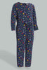 Redtag-Navy-Multi-Colour-Printed-Knitted-Jumpsuit-Colour:Navy,-Filter:Infant-Girls-(3-to-24-Mths),-Infant-Girls-Jumpsuits,-New-In,-New-In-ING,-Non-Sale,-S22B,-Section:Kidswear-Infant-Girls-3 to 24 Months