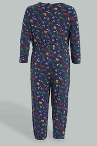 Redtag-Navy-Multi-Colour-Printed-Knitted-Jumpsuit-Colour:Navy,-Filter:Infant-Girls-(3-to-24-Mths),-Infant-Girls-Jumpsuits,-New-In,-New-In-ING,-Non-Sale,-S22B,-Section:Kidswear-Infant-Girls-3 to 24 Months