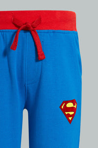 Redtag-Blue-Superman-Jogging-Suit-Jog-Sets-Infant-Boys-3 to 24 Months