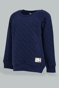 Redtag-Navy-Quilted-Sweatshirt-Sweatshirts-Infant-Boys-3 to 24 Months