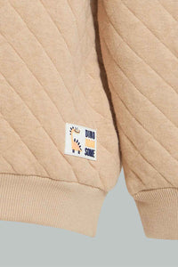 Redtag-Beige-Quilted-Sweatshirt-Sweatshirts-Infant-Boys-3 to 24 Months