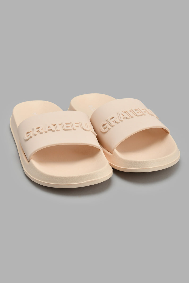 Redtag-Beige-Grateful-Slogan-Slide-Sliders-Women's-