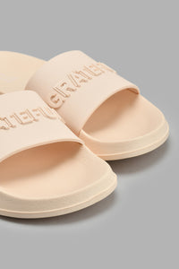 Redtag-Beige-Grateful-Slogan-Slide-Sliders-Women's-