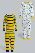 تنزيل الصورة على معرض الصور، Redtag-Mustard-Striped-And-White-Muscl-Pj-Set-4-Pack-Pyjama-Sets-Infant-Boys-3 to 24 Months
