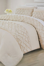 Load image into Gallery viewer, Redtag-Beige-Pleated-3-Piece-Comforter-Set-(King-Size)-Category:Comforters,-Colour:Beige,-Filter:Home-Bedroom,-HMW-BED-Comforters,-JUBLIANT,-New-In,-New-In-HMW-BED,-Non-Sale,-S22A,-Section:Homewares-Home-Bedroom-
