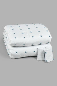 Redtag-White/Teal-Clip-Jacquard-3-Piece-Comforter-Set-(King-Size)-Comforters-Home-Bedroom-