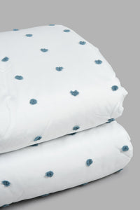 Redtag-White/Teal-Clip-Jacquard-3-Piece-Comforter-Set-(King-Size)-Comforters-Home-Bedroom-