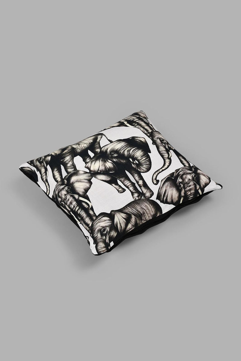 Redtag-Grey-And-Black-Elephant-Cushion-Colour:Black,-Colour:Grey,-Filter:Home-Bedroom,-HMW-BED-Cushions,-New-In,-New-In-HMW-BED,-Non-Sale,-S22A,-Section:Homewares-Home-Bedroom-