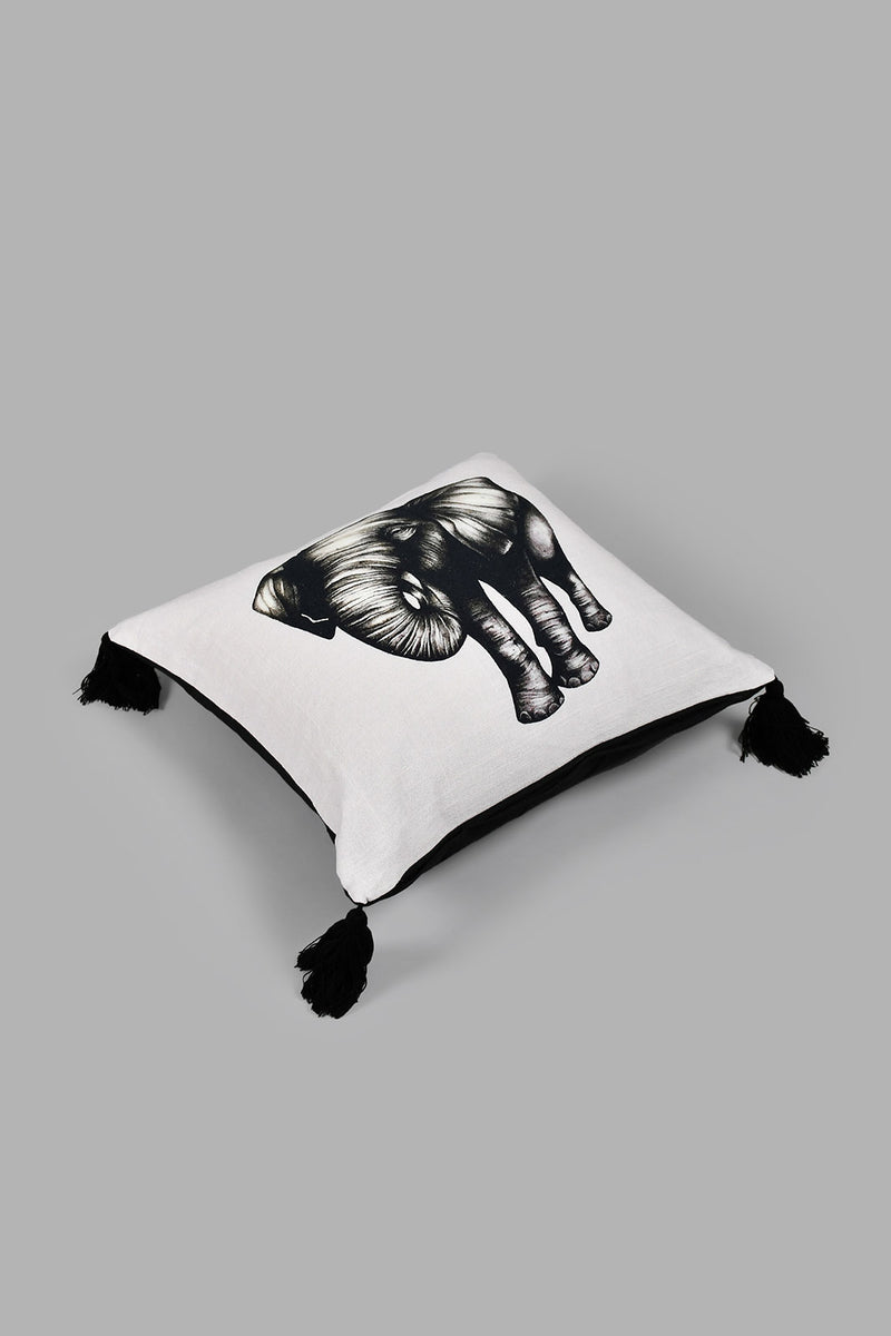 Redtag-Grey-And-Black-Elephant-Print-Cushion-Colour:Black,-Colour:Grey,-Filter:Home-Bedroom,-HMW-BED-Cushions,-New-In,-New-In-HMW-BED,-Non-Sale,-S22A,-Section:Homewares-Home-Bedroom-