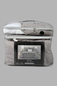 Redtag-Grey-Floral-7-Piece-Embroidery-Comforter-Set-
(King-Size)-Comforters-Home-Bedroom-