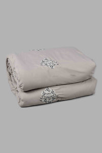 Redtag-Grey-Floral-7-Piece-Embroidery-Comforter-Set-
(King-Size)-Comforters-Home-Bedroom-