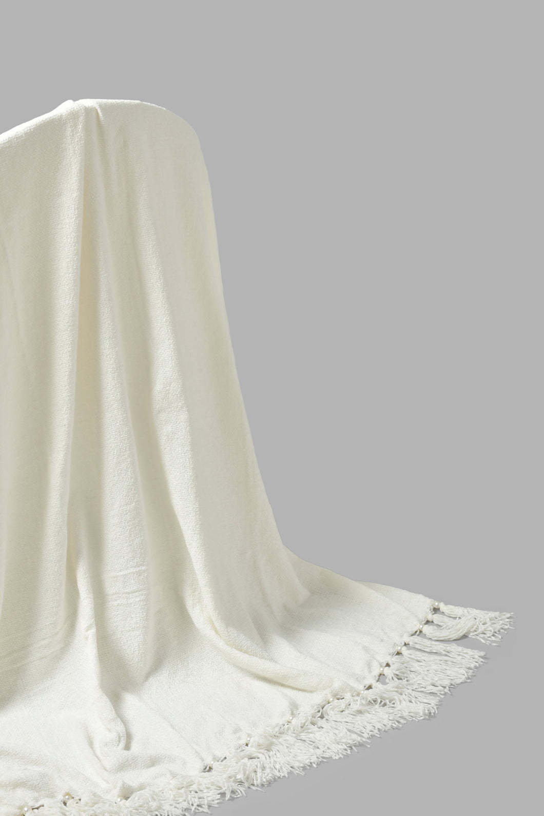 Redtag-Ivory-Chenille-Throw-With-Beaded-Fringe-Throws-Home-Bedroom-