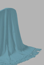 تنزيل الصورة على معرض الصور، Redtag-Teal-Chenille-Throw-With-Beaded-Fringe-Throws-Home-Bedroom-
