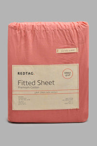 Redtag-Pink-Cotton-Fitted-Sheet-
(Single-Size)-Fitted-Sheets-Home-Bedroom-