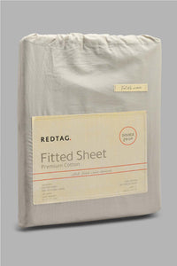 Redtag-Grey-Cotton-Fitted-Sheet-(Double-Size)-Fitted-Sheets-Home-Bedroom-