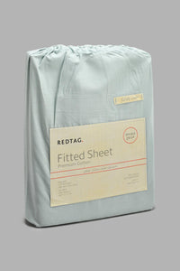 Redtag-Teal-Cotton-Fitted-Sheet-(Double-Size)-Fitted-Sheets-Home-Bedroom-