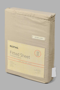 Redtag-Beige-Cotton-Fitted-Sheet-(Super-King-Size)-Fitted-Sheets-Home-Bedroom-