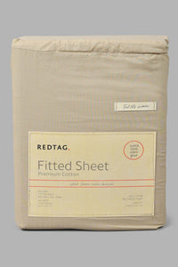 Redtag-Beige-Cotton-Fitted-Sheet-(Super-King-Size)-Fitted-Sheets-Home-Bedroom-