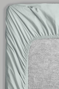 Redtag-Teal-Cotton-Fitted-Sheet-(Super-King-Size)-Fitted-Sheets-Home-Bedroom-