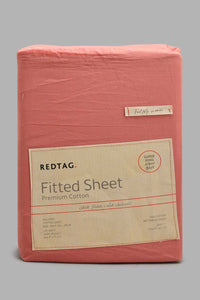 Redtag-Pink-Cotton-Fitted-Sheet-(Super-King-Size)-Fitted-Sheets-Home-Bedroom-